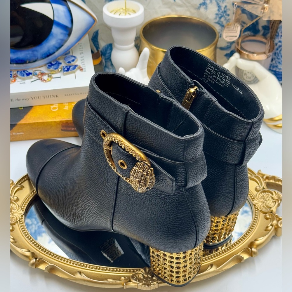 🆕 KURT GEIGER LONDON 🧿 NWOT Mayfair 55 Ankle Boot Boot, Black Gold, Sz 41 US10 - Picture 10 of 16